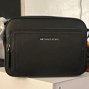 Michael Kors Black Textured Messenger Bag